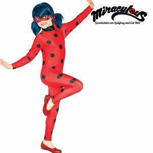 Miraculous Kost�m inkl. Per�cke Ladybug deluxe f�r Kinder