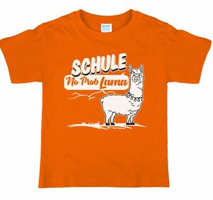 Kinder T-Shirt Schulanfänger Schule No Prob Lama, orange