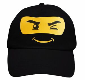 Kinder Basecap Ninja Mütze, schwarz-gelb