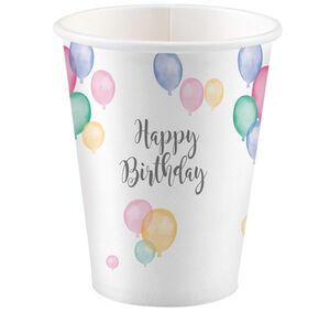 Trinkbecher Happy Birthday mit Luftballon-Motiv 8 St�ck Party-Zubeh�r
