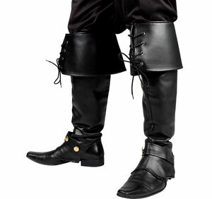 Weihnachtsmann Stiefelstulpen schwarz in Lederoptik 59 cm lang Kost�m-Zubeh�r