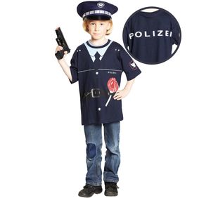 Polizei Kost�m Polizist Spielshirt bedruckt f�r Kinder