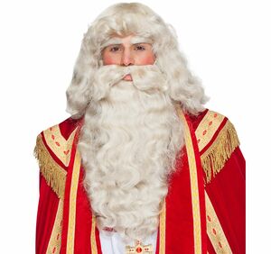Weihnachtsmann Percke mit Bart und Augenbrauen naturfarben deluxe