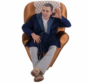 Opa Kost�m Gro�vater im Sessel Huckepack-Kost�m f�r Herren