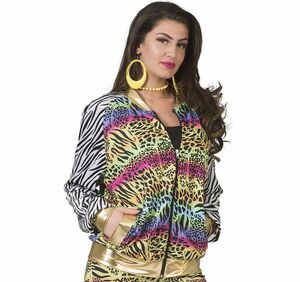 Rapperin Kostm 80er 90er Blouson Jacke Hip Hop tierprint fr Damen