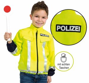 Polizei Kostm Neon-Jacke mit Aufschrift Polizei fr Kinder