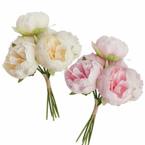 Kunstblumen 6 Pfingstrosen Vintage wei oder pink Blumenstrau 27,5 cm