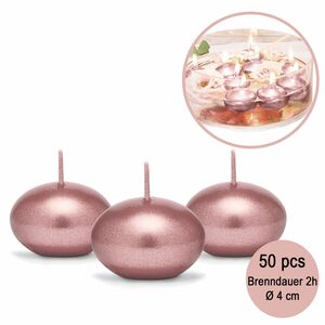 50 Schwimmkerzen metallic ros�   4 cm Brenndauer 2h Deko