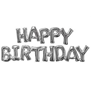 Happy Birthday Folienballon metallic silber Party-Deko Geburtstag