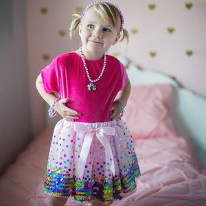 Geburtstagsrock rosa Einhorn mit Regenbogen Pailletten f�r M�dchen