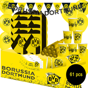 XXL BVB Borussia Dortmund Party-Set schwarz-gelb 61-tlg. Party-Deko
