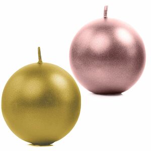 Runde Kerzen 10 St�ck 6 cm Kugelkerzen Deko metallic ros� gold 