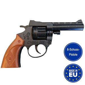 Revolver Pistole braun schwarz 17 cm 8 Schuss Western-Revolver