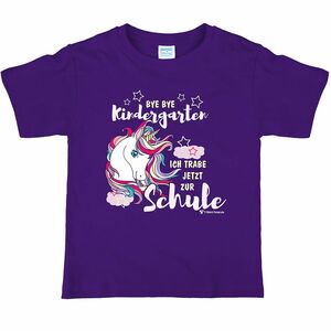 Einhorn T-Shirt Sternchen lila Schulanfang ich trabe zur Schule