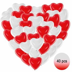 Rote & Wei�e Herz Luftballons XXL 40 St�ck  40,6 cm Party-Deko Hochzeit Verlobung