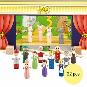 Magnetisches Holz-Puppentheater mit 15 Figuren und 4 M�rchen 