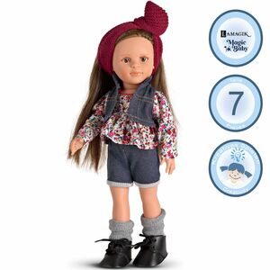 Puppe Nina 33 cm mit langen braunen Haaren zum Frisieren & Bekleidung Spielzeug