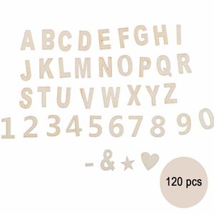 Unbearbeitete Holz Buchstaben & Zahlen 120 Stck Deko Basteln