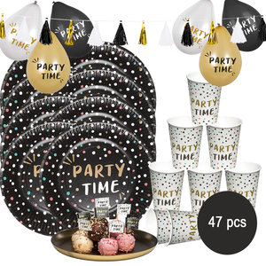 Party Time Party-Set Geburtstag Mottoparty Silvester Tischdeko, 47-tlg.