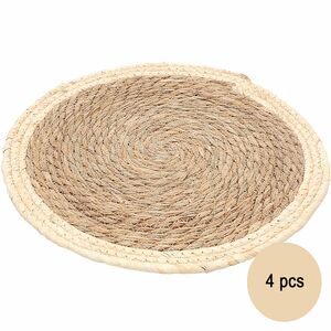 Untersetzer 4er Platz-Set 38 cm rund aus Stroh abwischbar Tisch-Deko