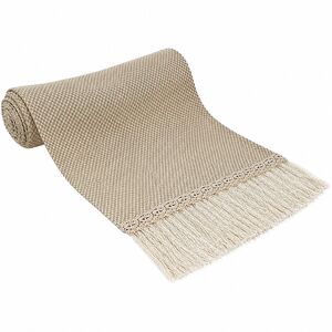 Tischl�ufer 3 m x 27 cm Beige im Boho-Style mit Stickerei & Fransen Tisch-Deko