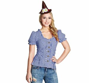 Oktoberfest Bluse Trachtenbluse blau wei� kariert f�r Damen