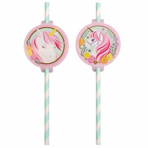 Papier-Strohhalme 19,7 cm lang Einhorn Magical Unicorn 8 St�ck Party Deko-Zubeh�r 