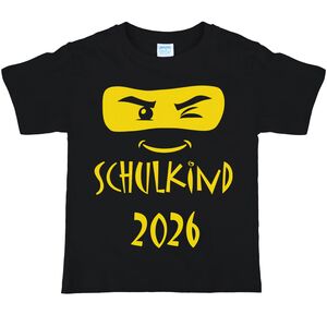 ABC-Schtze T-Shirt Schulkind 2026 schwarz mit Ninja-Motiv fr Kinder