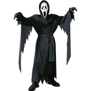 Scream Kostm Halloween-Geist schwarz mit Maske fr Kinder und Erwachsene