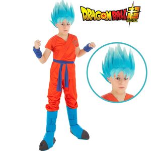 Dragonball Kost�m Goku Saiyan Super f�r Kinder deluxe inkl. blauer Per�cke 
