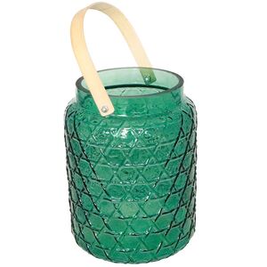 Vase gr�n Deko-Vase 18 x 26,7 cm mit Bambusgriff Kerzenhalter Windlicht Tisch-Deko