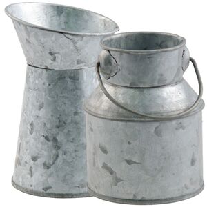 Deko Milchtopf & Kanne mit Griff in Zink-Optik 2-tlg. Tisch-Deko Vase Hochzeit