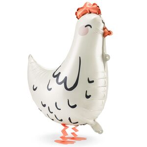 Henne Folienballon laufendes Huhn wei� 45 x 42 cm Party-Deko Ostern