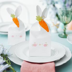 Geschenktte Ostern Hase mit Mhren-Anhnger 6 Stck Tisch-Deko