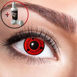 Manga Kontaktlinsen Rot Itachi weich inkl. 60 ml Kombil�sung mit Beh�lter