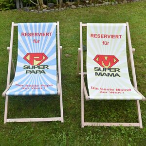 Eltern Liegestuhl Super Mama & Super Papa Geschenkidee Geburtstag 2 St�ck