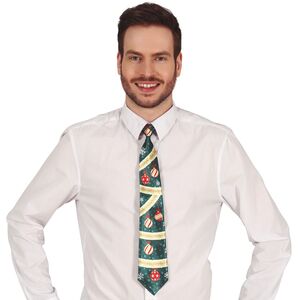 Krawatte Weihnachten Tannengr�n mit Weihnachtskugeln 45 cm lang f�r Herren
