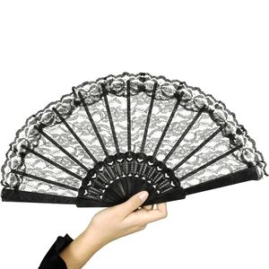 F�cher schwarz mit Spitze 45 cm Spannweite Gothic Barock Kost�m-Zubeh�r f�r Damen