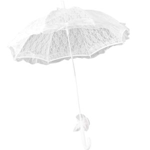 Schirm Wei�  65 cm f�r Hochzeit Trauung Spitzenschirm Automatik 80 cm lang