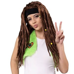 Hippie Percke 90er Jahre Dreadlocks lange Haare 66 cm Braun fr Erwachsene