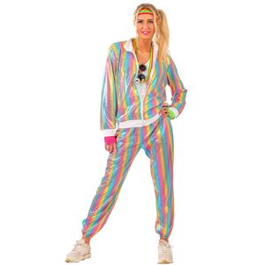 Jogginganzug Kost�m Regenbogen-Pailletten Pastellfarben 80er Jahre CSD f�r Damen