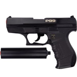 Polizei Pistole mit Schalld�mpfer Schwarz P99 Special Agent 18 cm 25-Schuss