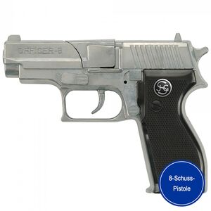Polizei Pistole Officer 8 Schwarz Silber 15,5 cm 8-Schuss-Pistole