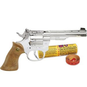 Pistole Kadett Silber 19 cm Cowboy-Revolver inkl. 1200 Schuss Munition