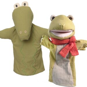 Hochwertiges Handpuppen-Set Krokodil & Frosch f�r Puppen- und Kasperletheater