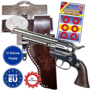 Cowboy G�rtel 95-135 cm Braun mit Western-Pistole inkl. 144 Schuss-Munition 