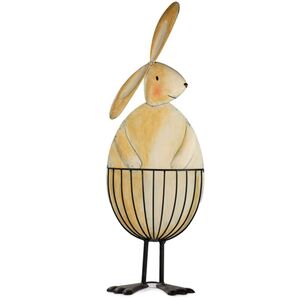XXL Hase 80 cm mit Korb aus Metall Osterhase Osternest Oster-Deko 