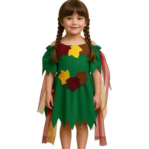 Waldfee Kost�m Elowyn Moosgr�n mit bunten Bl�ttern f�r Kinder