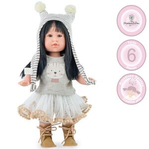 Puppe Sia Misaki 30 cm mit langen schwarzen Haaren und Vinylk�rper f�r Kinder