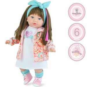 Puppe Nora 45 cm mit langen braunen Haaren & Weichk�rper f�r Kinder
